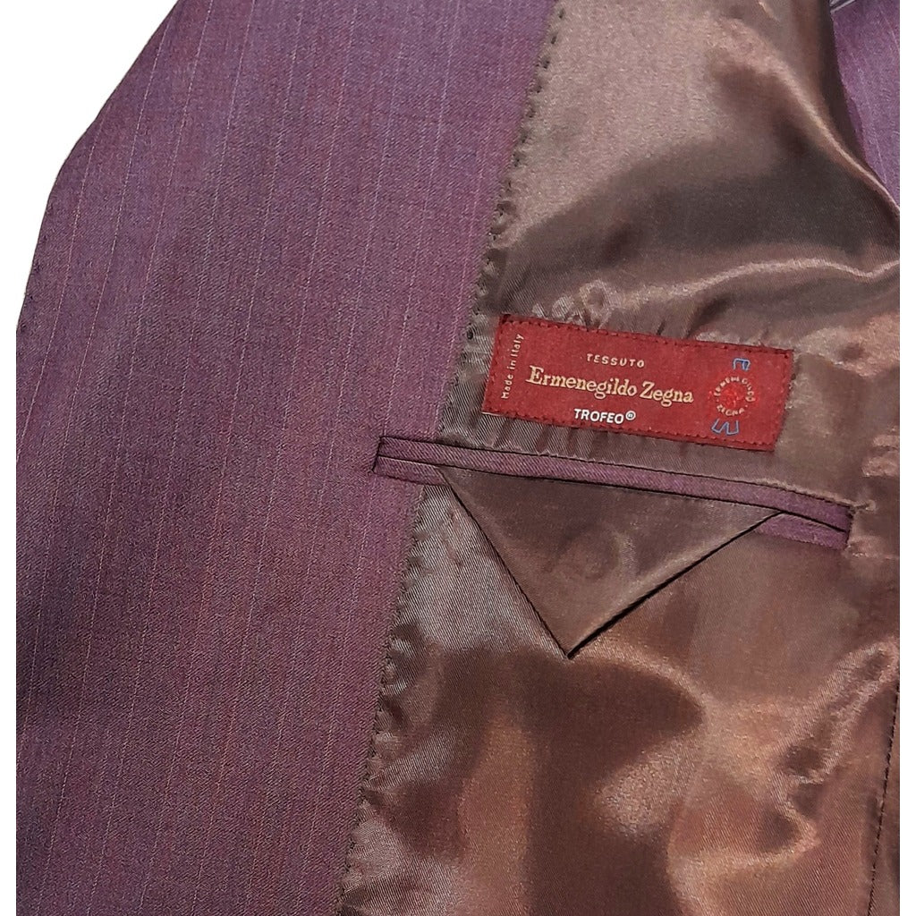 ERMENEGILDO ZEGNA TESSUTO - Completo lana gessato viola