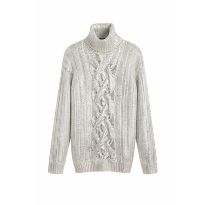 BALMAIN - Metallic Cabled Turtleneck